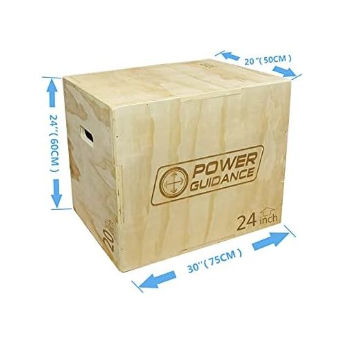  [아마존베스트]Power Guidance 3-in-1 Wooden Plyo Box, Jump Box, Ideal for Cross Training, 75/60/50 cm, 60/50/45 cm, 40/35/30 cm, Plyometric Jump Box