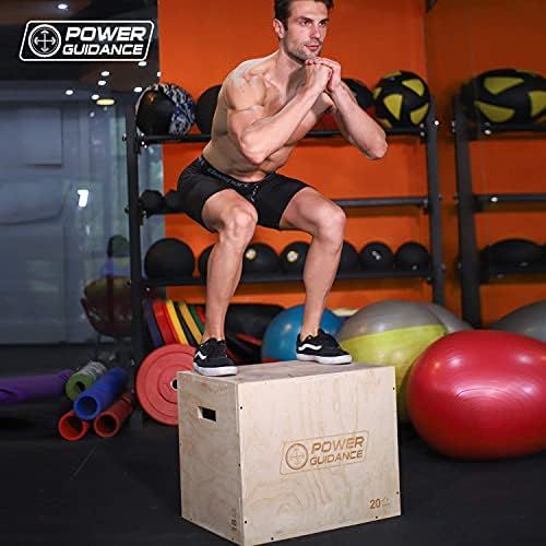  [아마존베스트]Power Guidance 3-in-1 Wooden Plyo Box, Jump Box, Ideal for Cross Training, 75/60/50 cm, 60/50/45 cm, 40/35/30 cm, Plyometric Jump Box