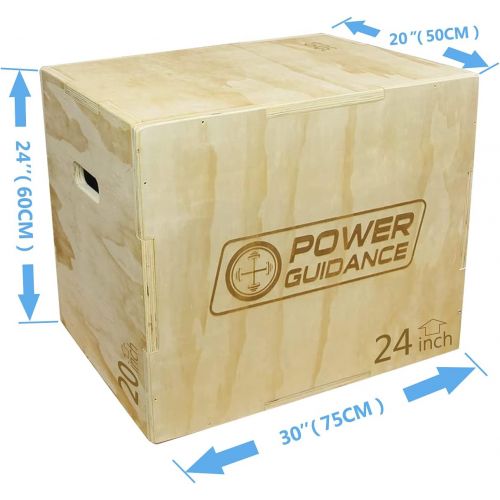  [아마존베스트]Power Guidance 3-in-1 Wooden Plyo Box, Jump Box, Ideal for Cross Training, 75/60/50 cm, 60/50/45 cm, 40/35/30 cm, Plyometric Jump Box