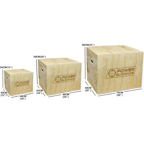  [아마존베스트]Power Guidance 3-in-1 Wooden Plyo Box, Jump Box, Ideal for Cross Training, 75/60/50 cm, 60/50/45 cm, 40/35/30 cm, Plyometric Jump Box