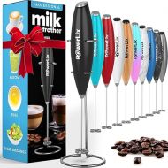 PowerLix Powerful Handheld Milk Frother With Stand Battery Operated Foam Maker Frother Wand For Coffee, Latte, Cappuccino, Hot Chocolate, Mini Drink Mixer Stainless Steel Whisk