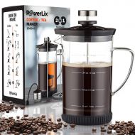 POWERLIX French Press Coffee Maker (34 oz)Coffee Press for Coffee & Loose Tea, Includes Heat Resistant Borosilicate Glass, Stainless Steel Carafe Fabulous 2 In 1 Coffee & Tea Mak