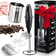 PowerLix Milk Frother COMPLETE SET! Handheld Battery Operated Electric Foam Maker For Coffee, Latte, Cappuccino, Hot Chocolate, Durable Drink Mixer With Stainless Steel Whisk, Stai