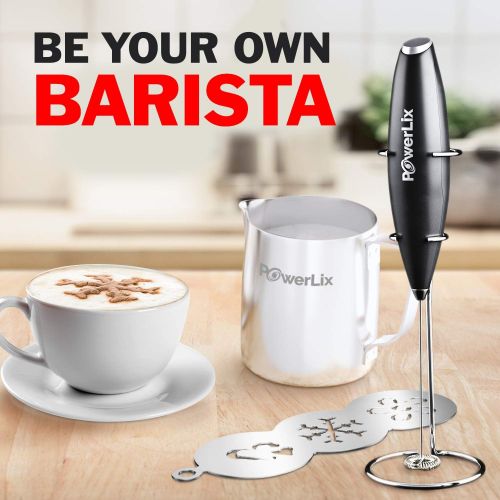 Artence PowerLix Milk Frother COMPLETE SET! Handheld Battery Operated Electric Foam Maker For Coffee, Latte, Cappuccino, Hot Chocolate, Durable Drink Mixer With Stainless Steel Whisk, Stai