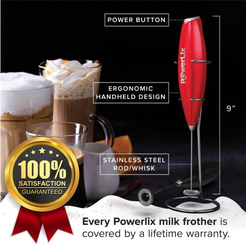  PowerLix Milk Frother Handheld Battery Operated Electric Foam Maker For Coffee, Latte, Cappuccino, Hot Chocolate, Durable Drink Mixer With Stainless Steel Whisk, Stainless Steel St