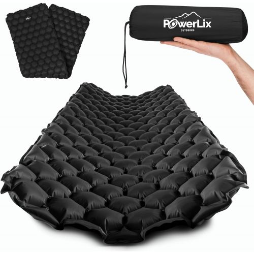  Powerlix Sleeping Pad ? Self-Inflating Foam Pad Insulated 3inches Ultrathick Mattress for Camping, Backpacking, Hiking - Ultralight Camping Mat for A Tent, Built in Pillow- Fits in