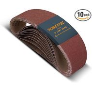 POWERTEC 110010 4 x 24 Inch Sanding Belts, 10PK, 120 Grit Aluminum Oxide Belt Sander Sanding Belt, Sandpaper For Oscillating Belt and Spindle Sander