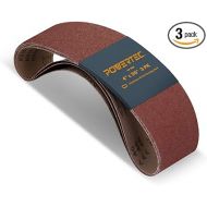 POWERTEC 110683 4 x 36 Inch Sanding Belts | 80 Grit Aluminum Oxide Belt Sander Sanding Belt | Sandpaper for Belt and Disc Sander - 3 Pack