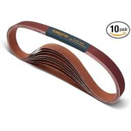 POWERTEC 1 x 30 Inch Sanding Belts, 120 Grit Aluminum Oxide Belt Sander Sanding Belt for WEN 6515T/ Bucktool Belt and Disc Sander, Woodworking, Metal Polishing, Knife Sharpening, 10PK (111310)