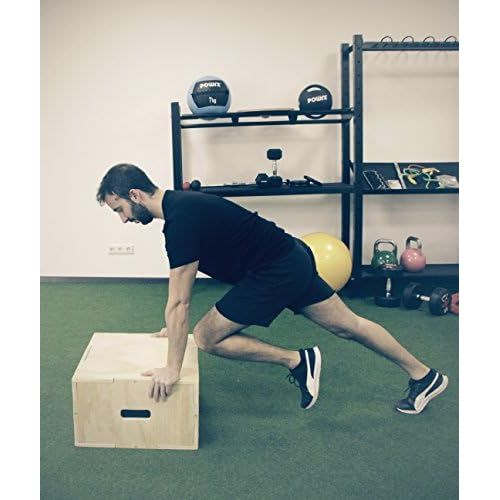  [아마존베스트]POWRX Plyobox Wooden Jump Box for Plyometric Training, Incl. Workout Sheet, Jump Box, Jumping Strength Trainer, Various Sizes