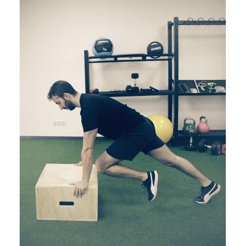  [아마존베스트]POWRX Plyobox Wooden Jump Box for Plyometric Training, Incl. Workout Sheet, Jump Box, Jumping Strength Trainer, Various Sizes