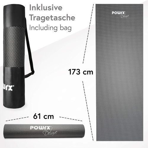  [아마존베스트]POWRX Yoga mat size: approx. 173 cm x 61 cm x 0.4 cm exercise mat/training mat/gymnastics mat/pilates mat.