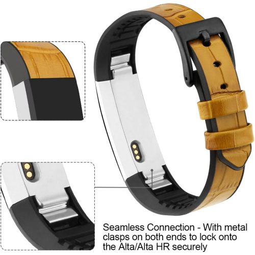  [아마존베스트]POY Replacement Bands Compatible for Fitbit Alta and Fitbit Alta HR, Genuine Leather Wristbands