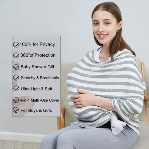  [아마존베스트]PPOGOO Nursing Cover for Breastfeeding Super Soft Cotton Multi Use for Baby Car Seat Covers Canopy...