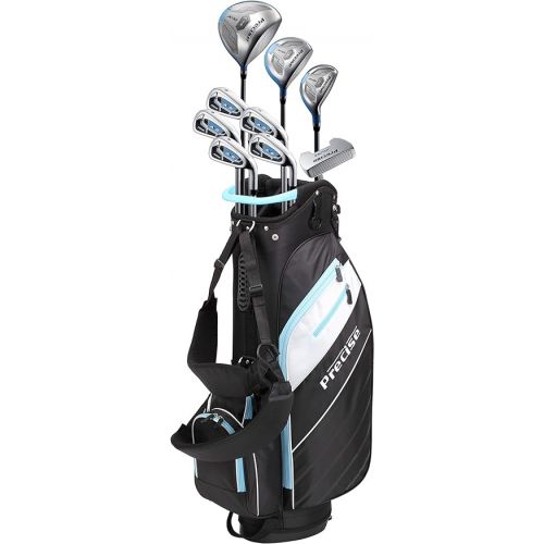  Precise AMG Ladies Womens Complete Golf Clubs Set Includes Driver, Fairway, Hybrid, 6-PW Irons, Putter, Stand Bag, 3 H/C's - Choose Color and Size! (Light Blue, Petite Size -1