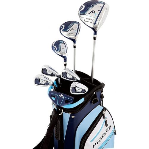  Precise M3 Ladies Womens Complete Golf Clubs Set Includes Driver, Fairway, Hybrid, 7-PW Irons, Putter, Stand Bag, 3 H/C's Blue - Regular or Petite Size!