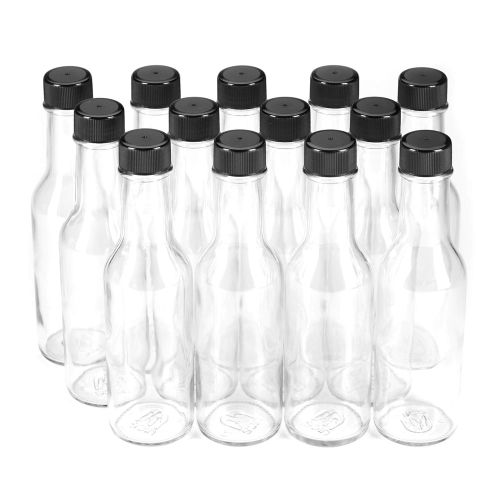  PREMIUM VIALS CREATIVE PACKAGING SOLUTIONS Premium Vials, 14-PACK 5 oz Hot Sauce Bottles set includes Funnel for Kitchen, Chalk Labels & Marker, Shrink Capsules, Dripper Inserts. 5 Oz Woozy Glass Bottle