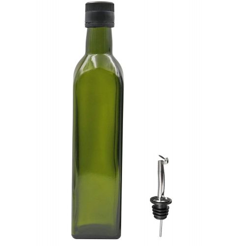  PREMIUM VIALS CREATIVE PACKAGING SOLUTIONS Olive Oil Dispenser Bottle - 17oz Glass Olive Oil Bottles with Easy Pour Spout Set - Oil and Vinegar Cruet Set with Food Grade Funnel Drip-Free Olive Oil Carafe Decanter for Kitche