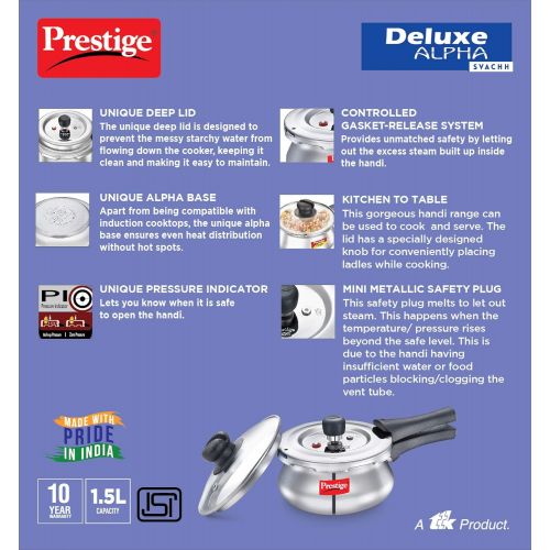  Prestige PRESSURE COOKER, 1.5 Liter, SILVER