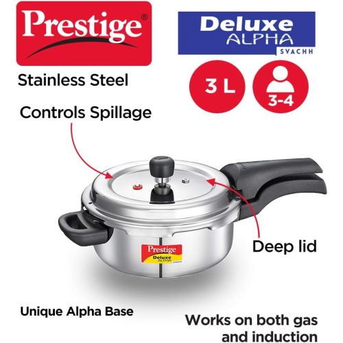  Prestige PRASV3 Pressure Cooker, 3 Liter, Silver