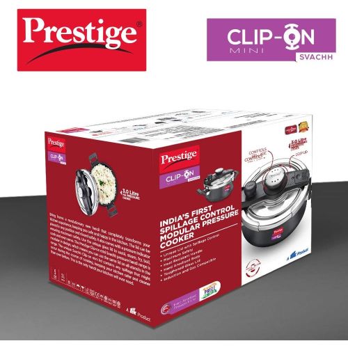  [아마존베스트]Prestige Svachh Clip-on Mini Hard Anodized 3 Litre Pressure Handi, Black