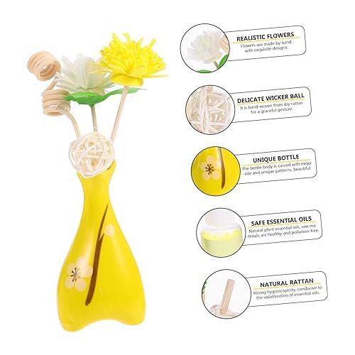  PRETYZOOM 1 Set Aromatherapy Set Diffusers for Essential Oils Diffuser Bottle Dried Floral Diffuser Aroma Vase Home Diffuser Sticks Office Ceramics Osmanthus Fragrans Dried Flowers