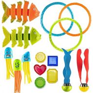 PREXTEX 15 Pack Pool Diving Toy Set with Carrying Bag for Kids Summer Fun - Sinking Diving Toys for Underwater Pool Swimming