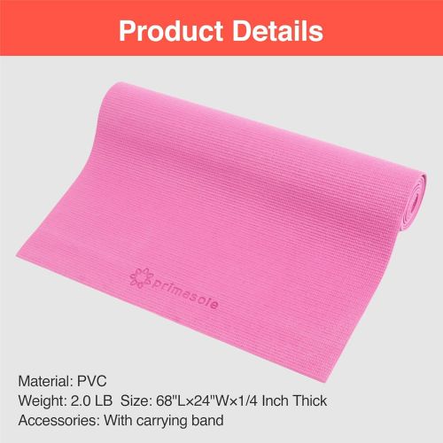  Primasole Yoga Mat with Carry Strap for Yoga Pilates Fitness and Floor Workout at Home and Gym