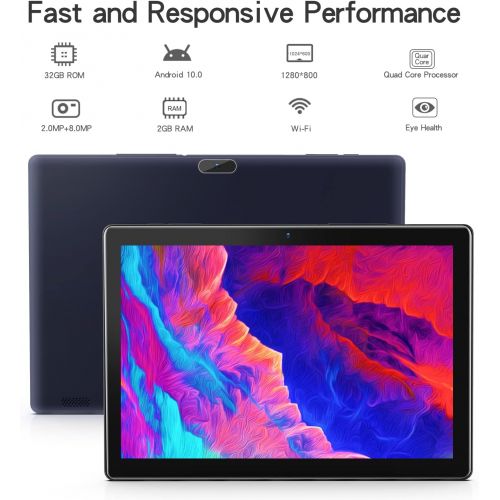  Android Tablet 10 inch, PRITOM M10, 2 GB RAM, 32 GB Android 10.0 Tablet, 10.1 inch IPS HD Display, GPS, FM, Quad-Core Processor, Wi-Fi (M10 Black)