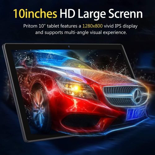  Android Tablet 10 inch, PRITOM M10, 2 GB RAM, 32 GB Android 10.0 Tablet, 10.1 inch IPS HD Display, GPS, FM, Quad-Core Processor, Wi-Fi (M10 Black)