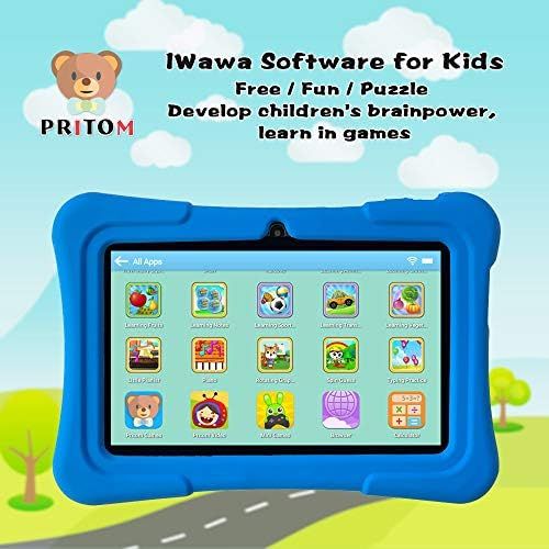  [아마존베스트]Pritom 7 inch Kids Tablet, Quad Core Android,1GB RAM+16GB ROM, WiFi,Bluetooth,Dual Camera, Educationl,Games,Parental Control,Kids Software Pre-Installed with Kids-Tablet Case (Dark