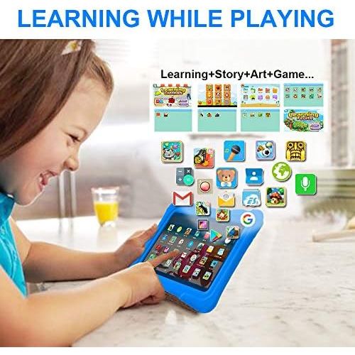  [아마존베스트]Pritom 7 inch Kids Tablet, Quad Core Android,1GB RAM+16GB ROM, WiFi,Bluetooth,Dual Camera, Educationl,Games,Parental Control,Kids Software Pre-Installed with Kids-Tablet Case (Dark