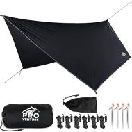 Pro Venture Waterproof Hammock Rain Fly [12ft x 9ft] - Portable Large Camping Tarp - Premium Lightweight Ripstop Nylon Cover - Fast Set Up + Accessories - A Camping Gear Essential! 12x9 ft HEX Shape