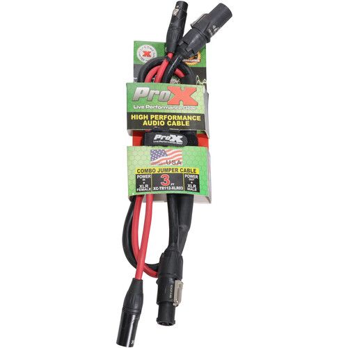 프로 ProX Dual Powerkon to 3-Pin XLR Dual Combo Link Jumper Cable (3')