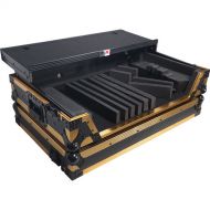 ProX ATA Style Flight Case for Pioneer DDJ-1000/SRT, FLX6, SX3 DJ Controller with Shelf, Wheels, and LED (Gold/Black)