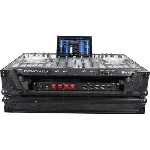 프로 ProX XS-PRIME4 WBL Flight Case with 1 RU Rackspace and Wheels for Denon DJ Prime 4+ (Black on Black)