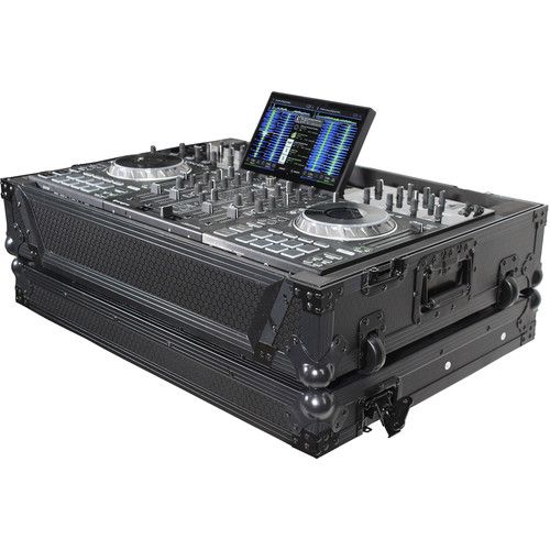 프로 ProX XS-PRIME4 WBL Flight Case with 1 RU Rackspace and Wheels for Denon DJ Prime 4+ (Black on Black)