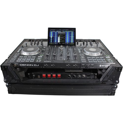 프로 ProX XS-PRIME4 WBL Flight Case with 1 RU Rackspace and Wheels for Denon DJ Prime 4+ (Black on Black)