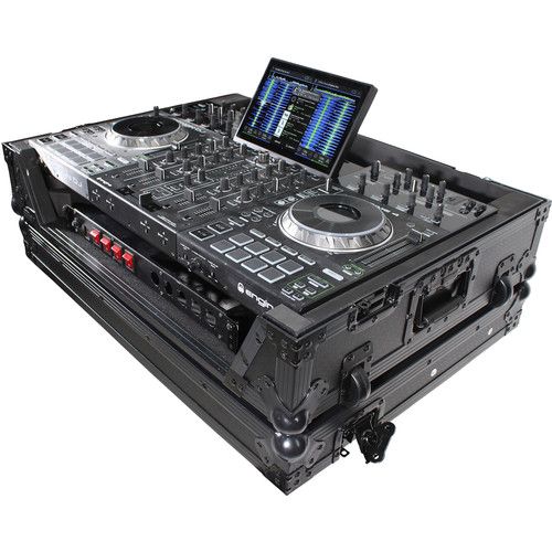 프로 ProX XS-PRIME4 WBL Flight Case with 1 RU Rackspace and Wheels for Denon DJ Prime 4+ (Black on Black)