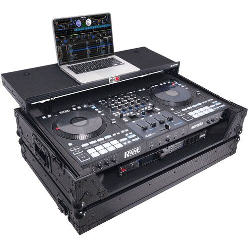 프로 ProX ATA Flight-Style Road Case for RANE Four DJ Controller with Laptop Shelf with?LED and Wheels (1 RU, Black)
