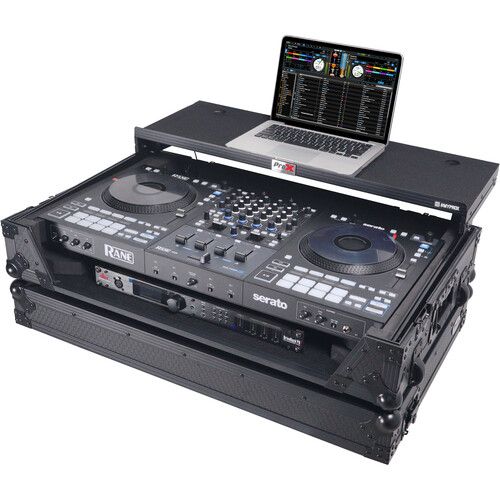 프로 ProX ATA Flight-Style Road Case for RANE Four DJ Controller with Laptop Shelf with?LED and Wheels (1 RU, Black)