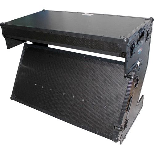 프로 ProX DJ Z-Table MK2 Portable Z-Style DJ Table Flight Case with Handles & Wheels (Black on Black)