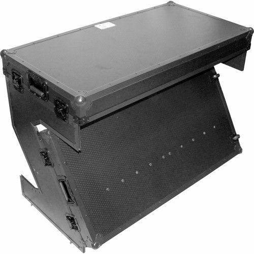 프로 ProX DJ Z-Table MK2 Portable Z-Style DJ Table Flight Case with Handles & Wheels (Black on Black)