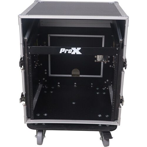 프로 ProX Vertical Rack Mixer with Casters DJ Combo Flight Case (12 RU Vertical, 10 RU Slant Top)