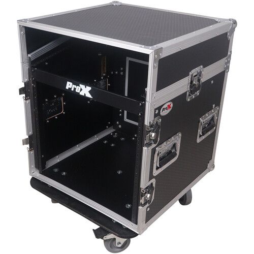 프로 ProX Vertical Rack Mixer with Casters DJ Combo Flight Case (12 RU Vertical, 10 RU Slant Top)