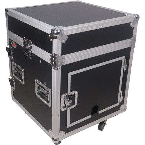 프로 ProX Vertical Rack Mixer with Casters DJ Combo Flight Case (12 RU Vertical, 10 RU Slant Top)