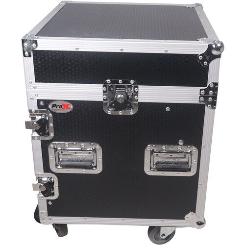 프로 ProX Vertical Rack Mixer with Casters DJ Combo Flight Case (12 RU Vertical, 10 RU Slant Top)