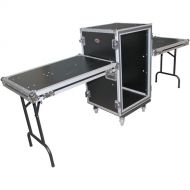 ProX T-16RSPWDT Shockproof Amplifier Rack Case with Casters and Two Side Tables (16 RU, 20