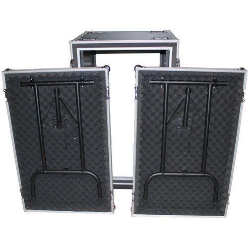 프로 ProX T-16RSPWDT Shockproof Amplifier Rack Case with Casters and Two Side Tables (16 RU, 20