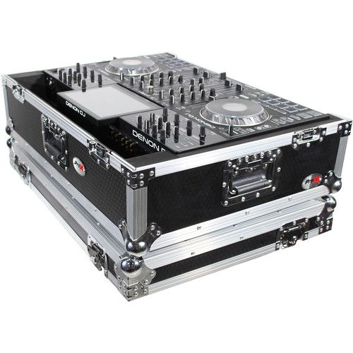 프로 ProX XS-PRIME4 W2U Flight Case with 2 RU Rackspace and Wheels for Denon DJ Prime 4+ (Silver on Black)